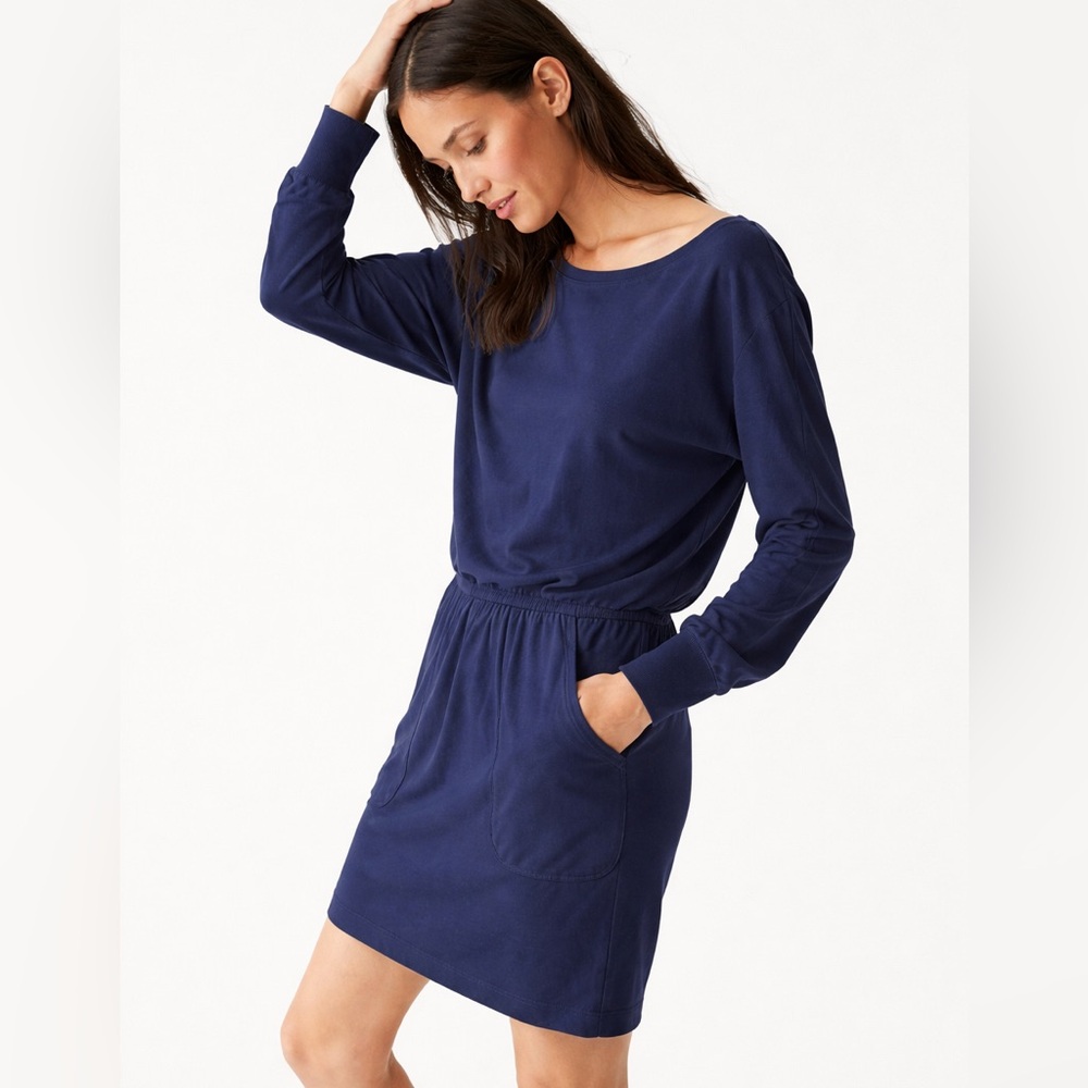 Michael Stars Kerrigan Rib Mix Dress Nocturnal Blue NWT S